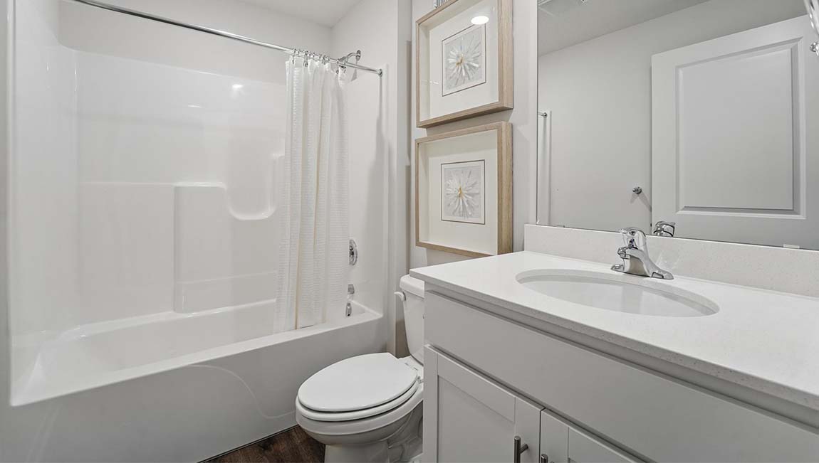Bathroom with a bathtub shower combination