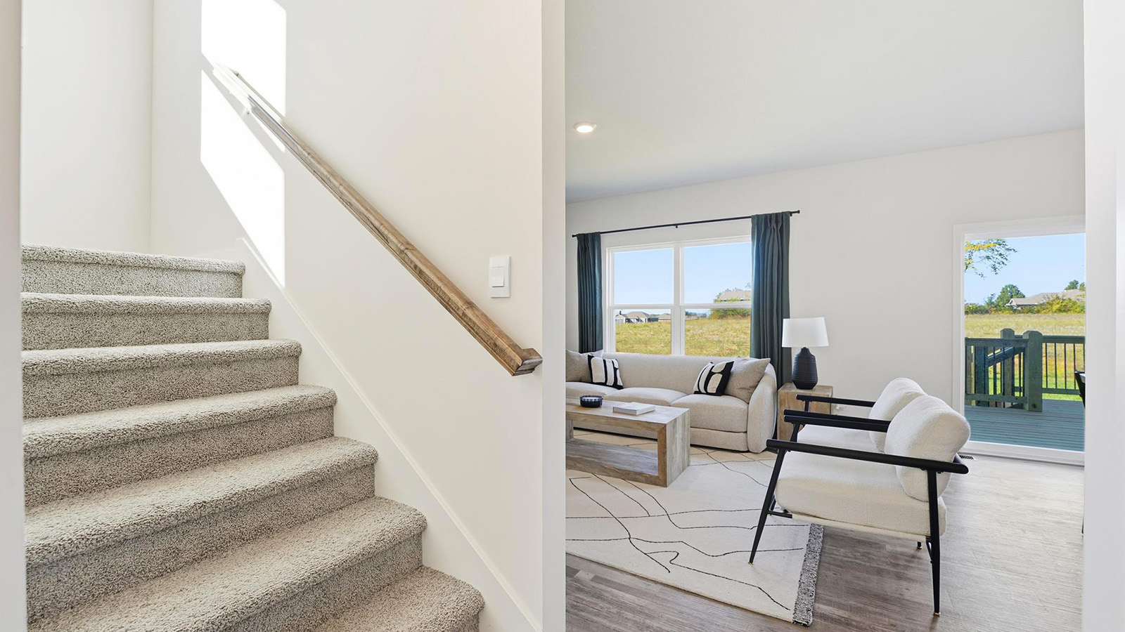 Welcoming foyer with view of staircase. New homes in Kansas City, Missouri