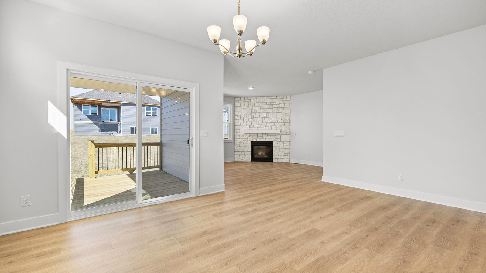 Dining area off of kitchen with glass sliding door