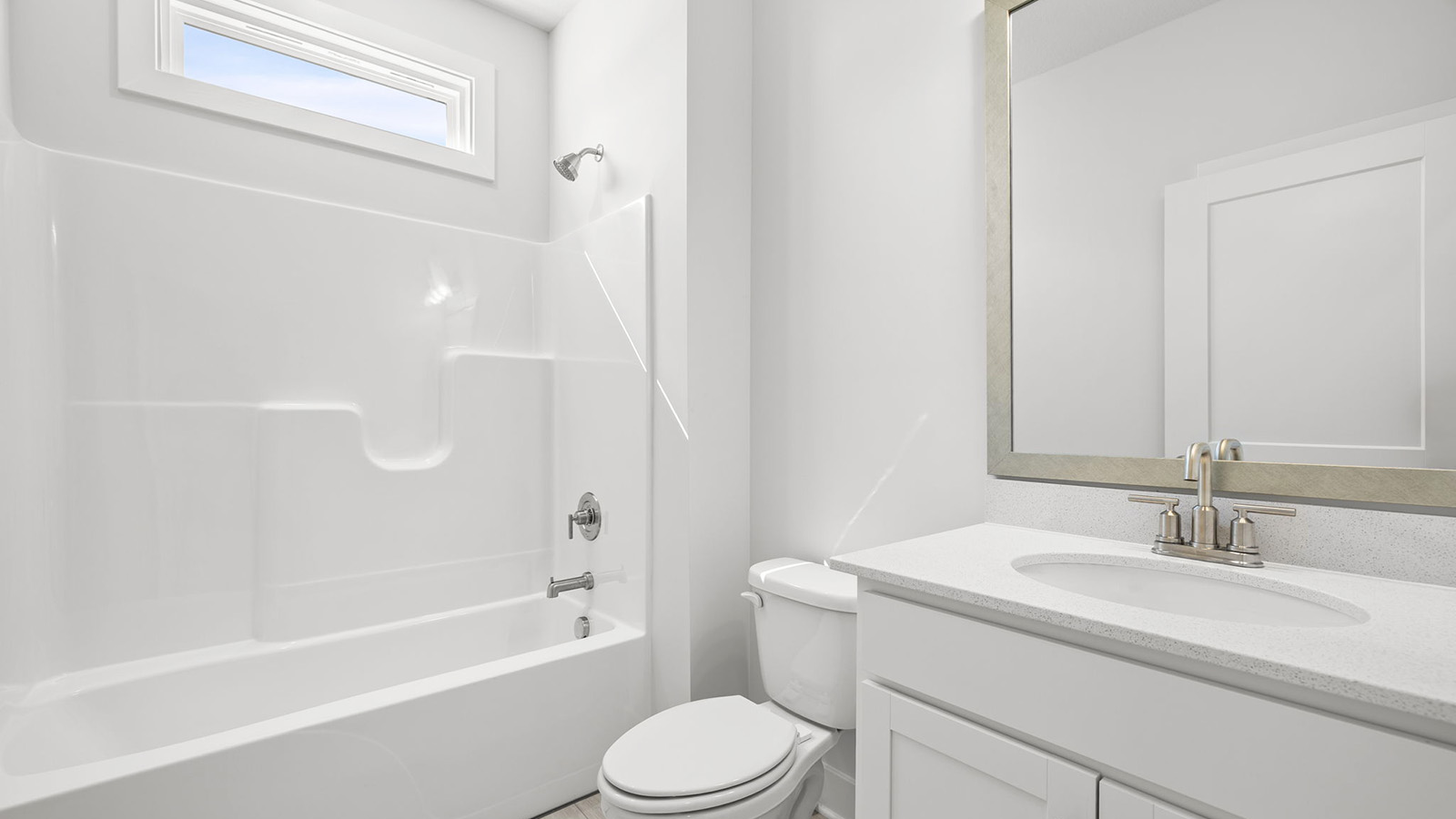 Bathroom with a bathtub shower combination