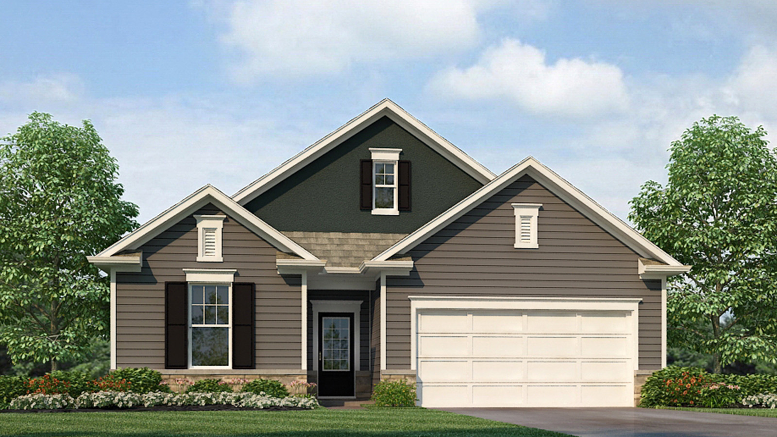 Arlington front exterior with siding and garage