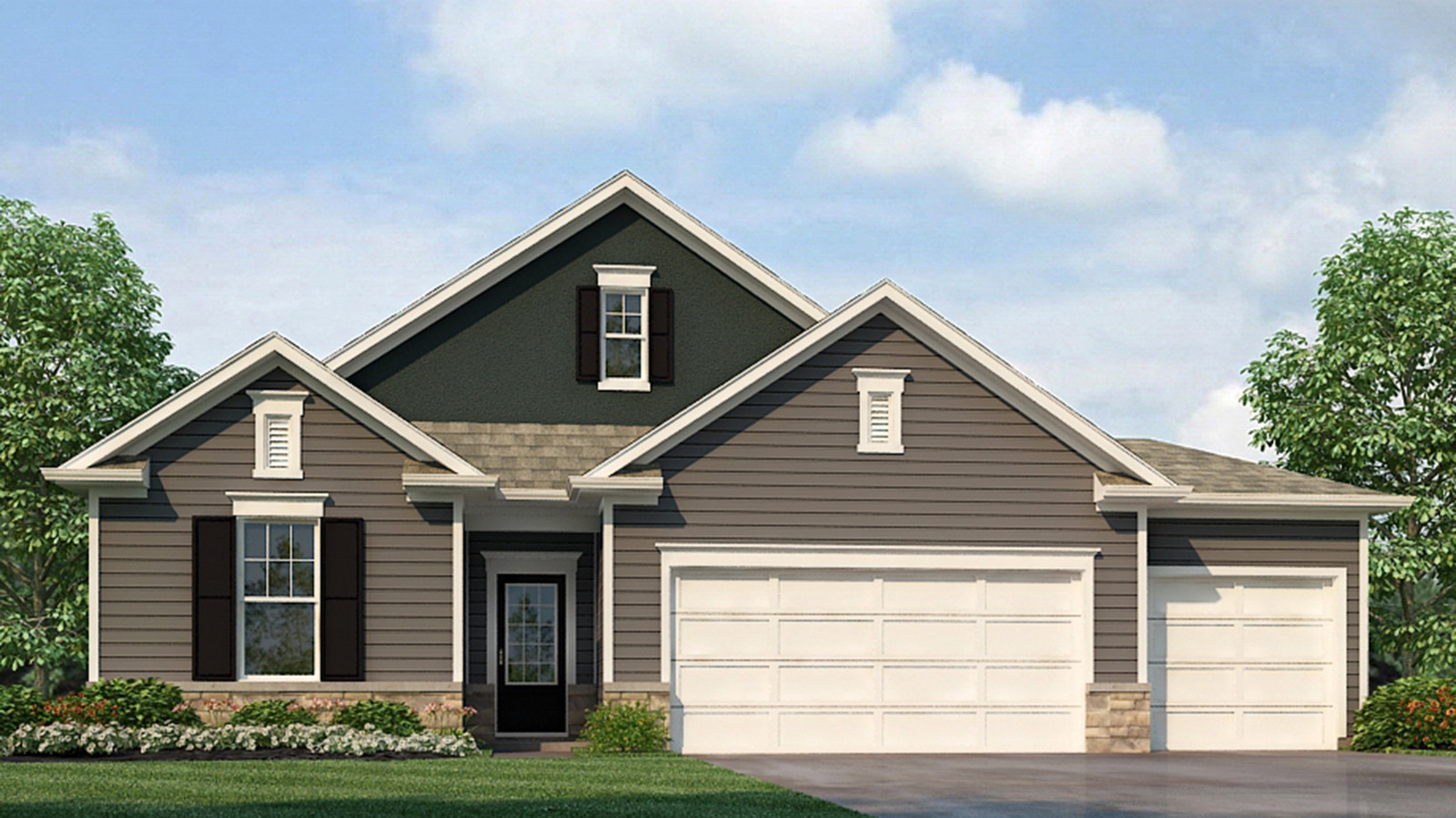 Arlington front exterior with siding and garage