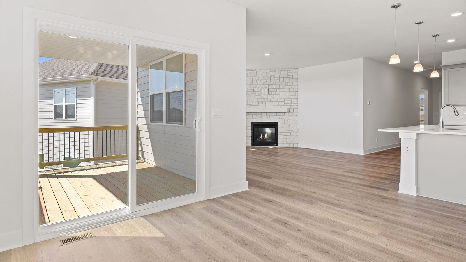 Dining area off of kitchen with glass sliding door