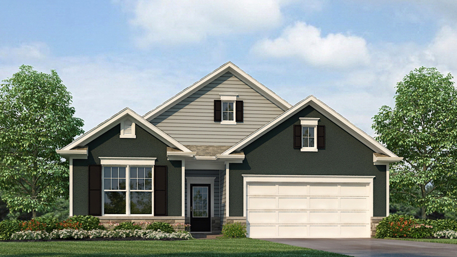 Bristol front exterior with siding and garage