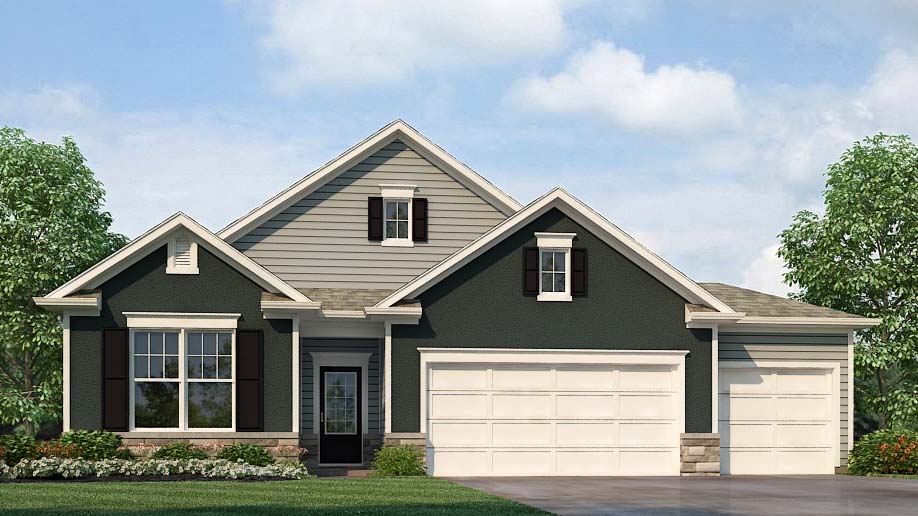 Bristol front exterior with siding and garage