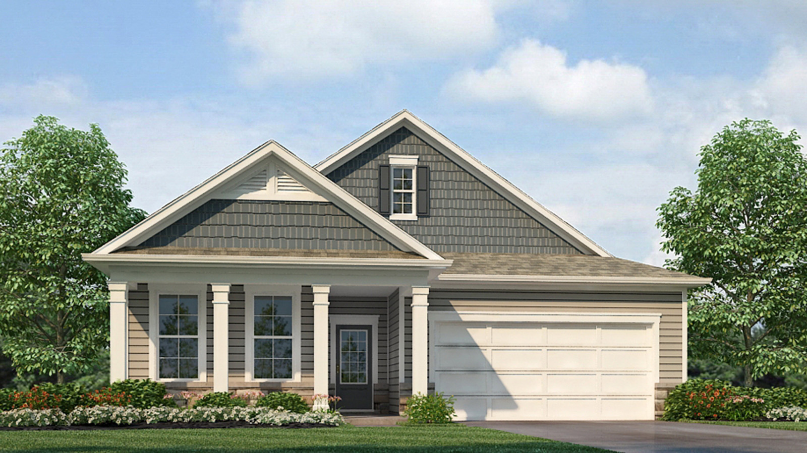 Bristol front exterior with siding and garage