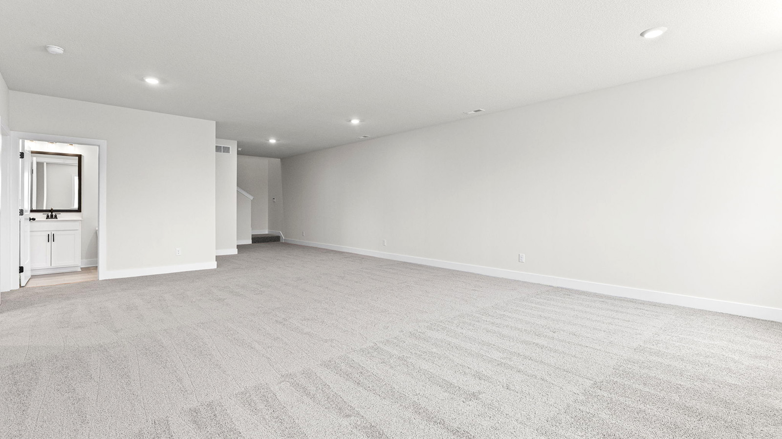 Carpeted basement flex area