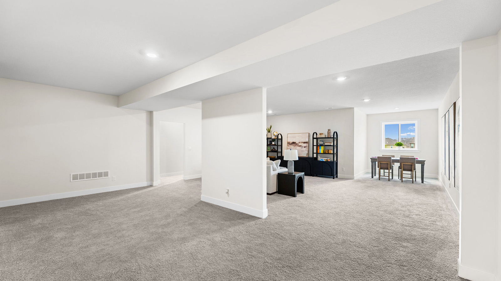 Carpeted basement flex area