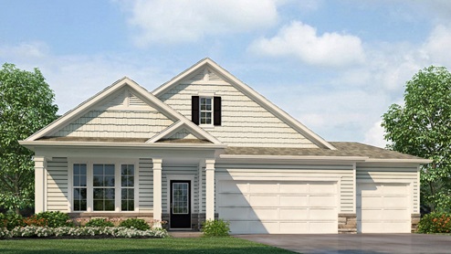 dayton creek exterior with light siding and two car garage