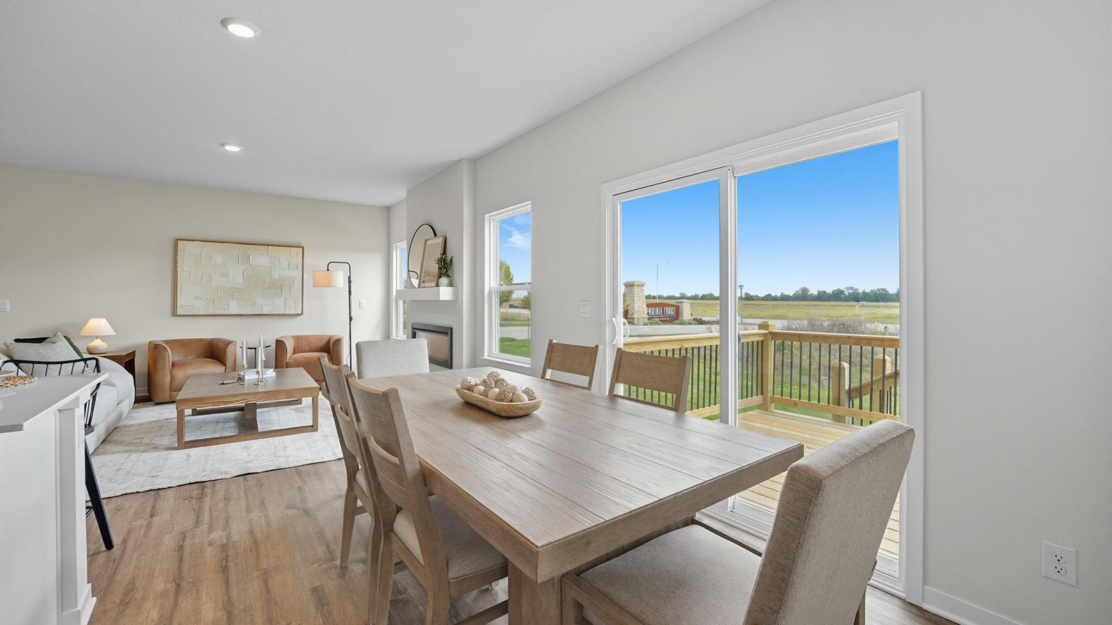 Dining area beside kitchen with sliding glass back door