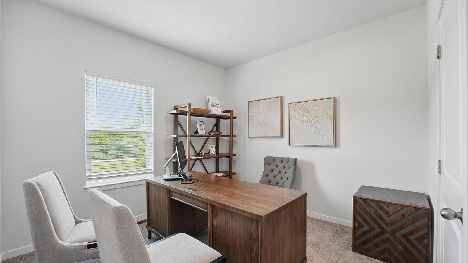 Carpeted bedroom or flex space.