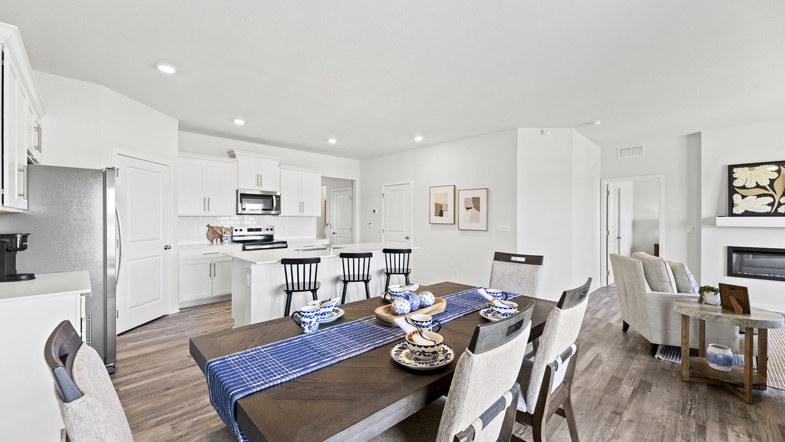 Dining area off of kitchen with glass sliding door