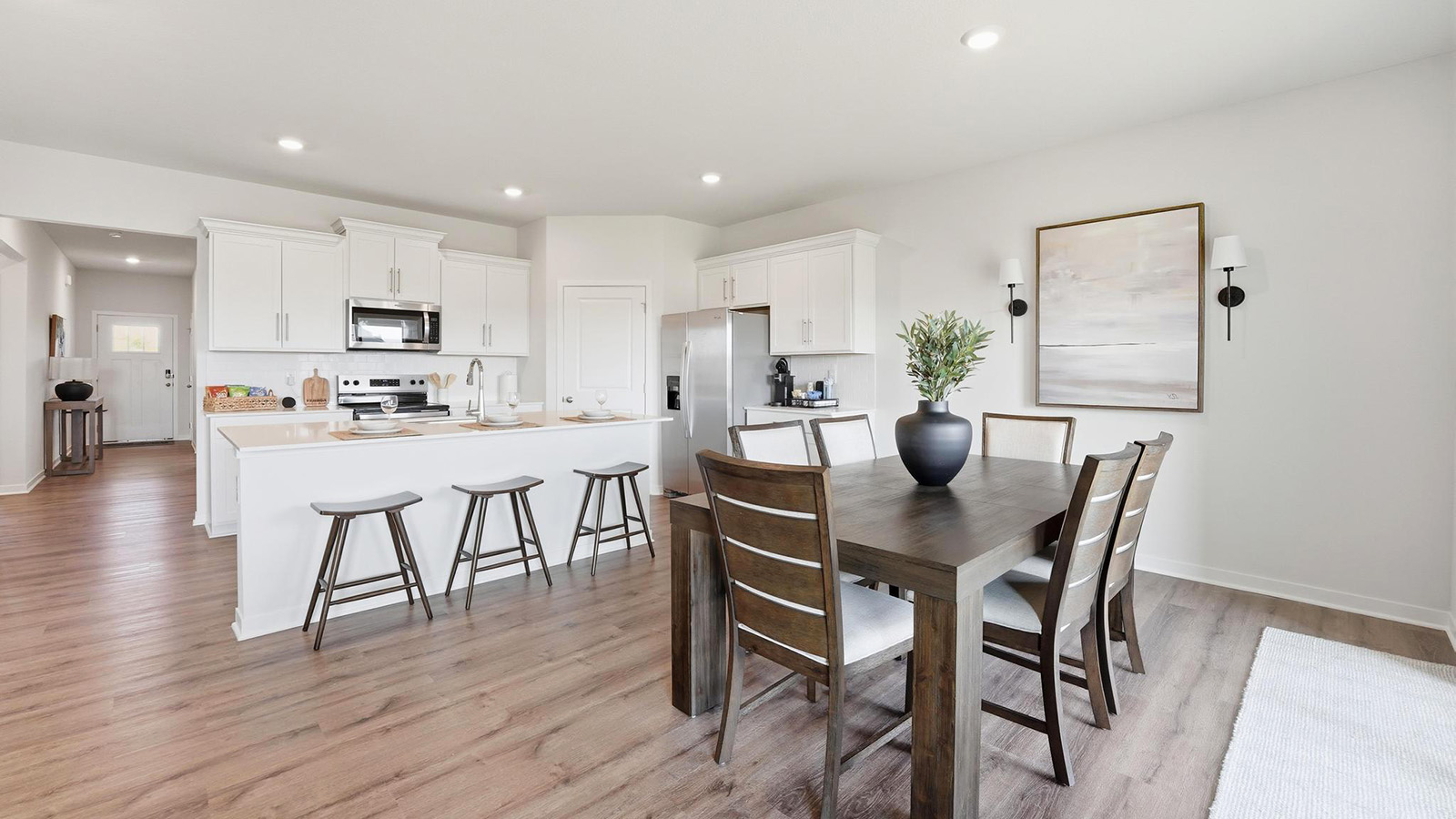 Dining area off of kitchen with glass sliding door