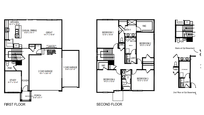 Holcombe floorplan with optional basement