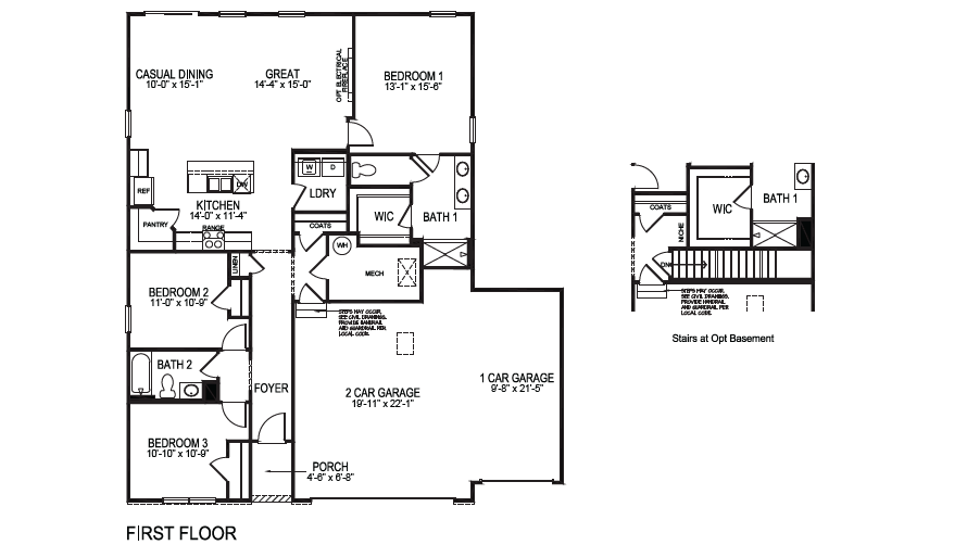 Newcastle floorplan with optional basement