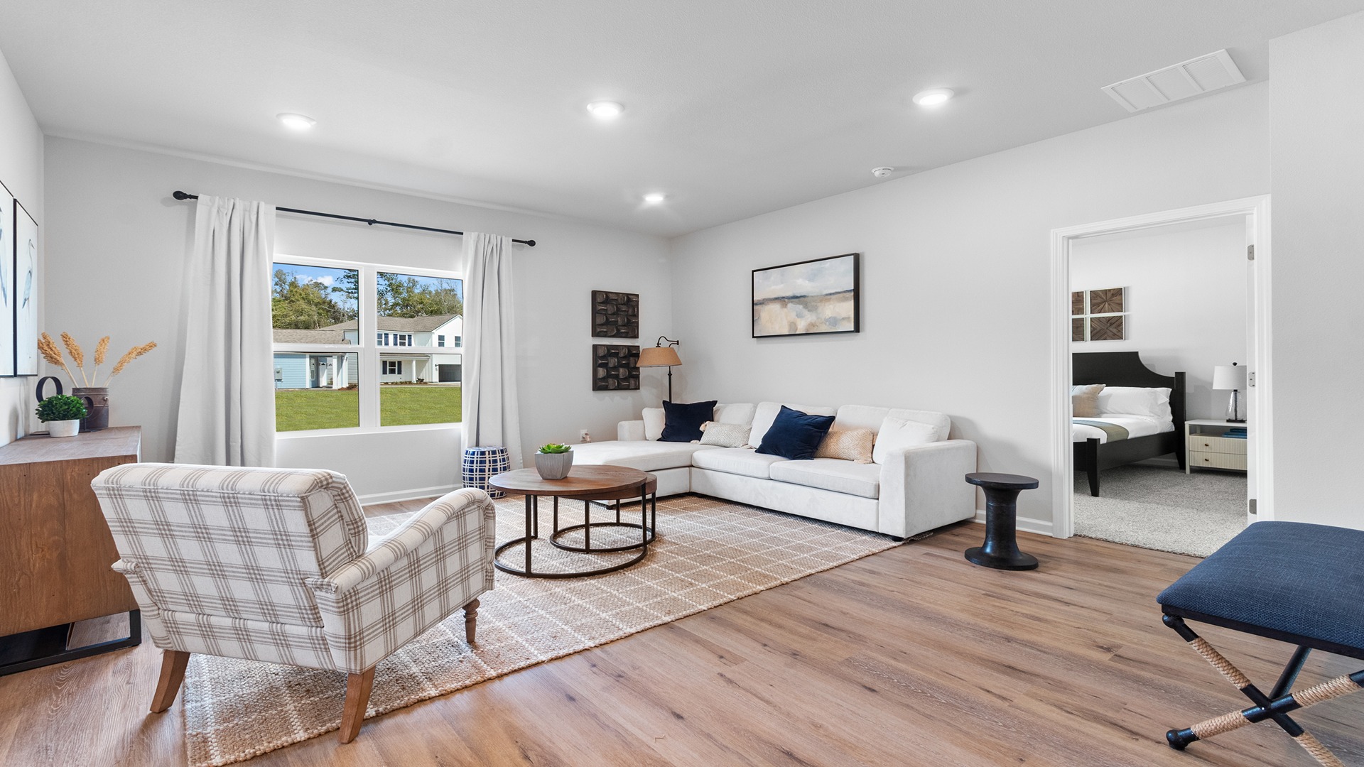 The one-level Beau plan is a spacious, 4-bedroom, 2 bath design in 1,799 square feet