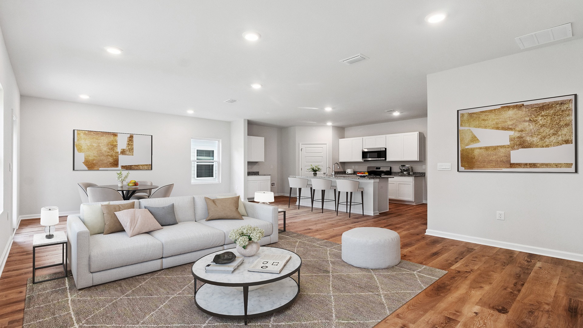 The Walker is a single-story, 3 bed, 2 bath layout