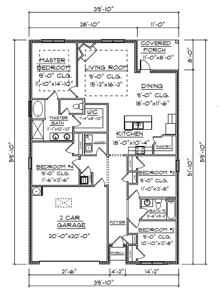 Interior layout of the Rhett floorplan by D.R. Horton
