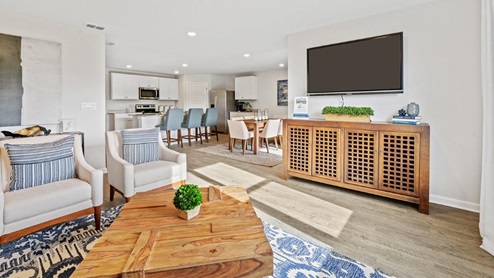 Living space open to kitchen