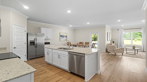 Kitchen open into living space