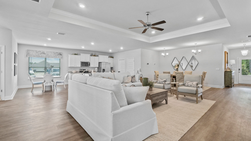 The Destin is a stunning 4 bed, 3 bath home with a 3-car garage spanning over 2300 square feet of living space.