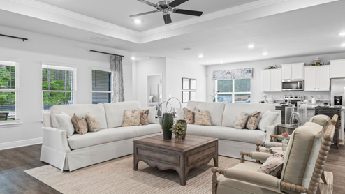 The Destin is a stunning 4 bed, 3 bath home with a 3-car garage spanning over 2300 square feet of living space.