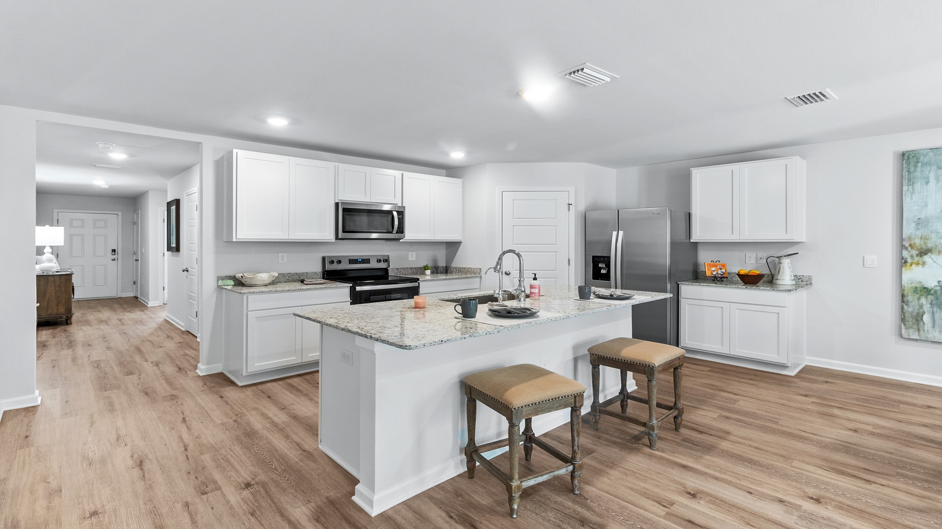 The one-level Cali plan provides an efficient, 4-bedroom, 2 bath design in 1,799 square feet