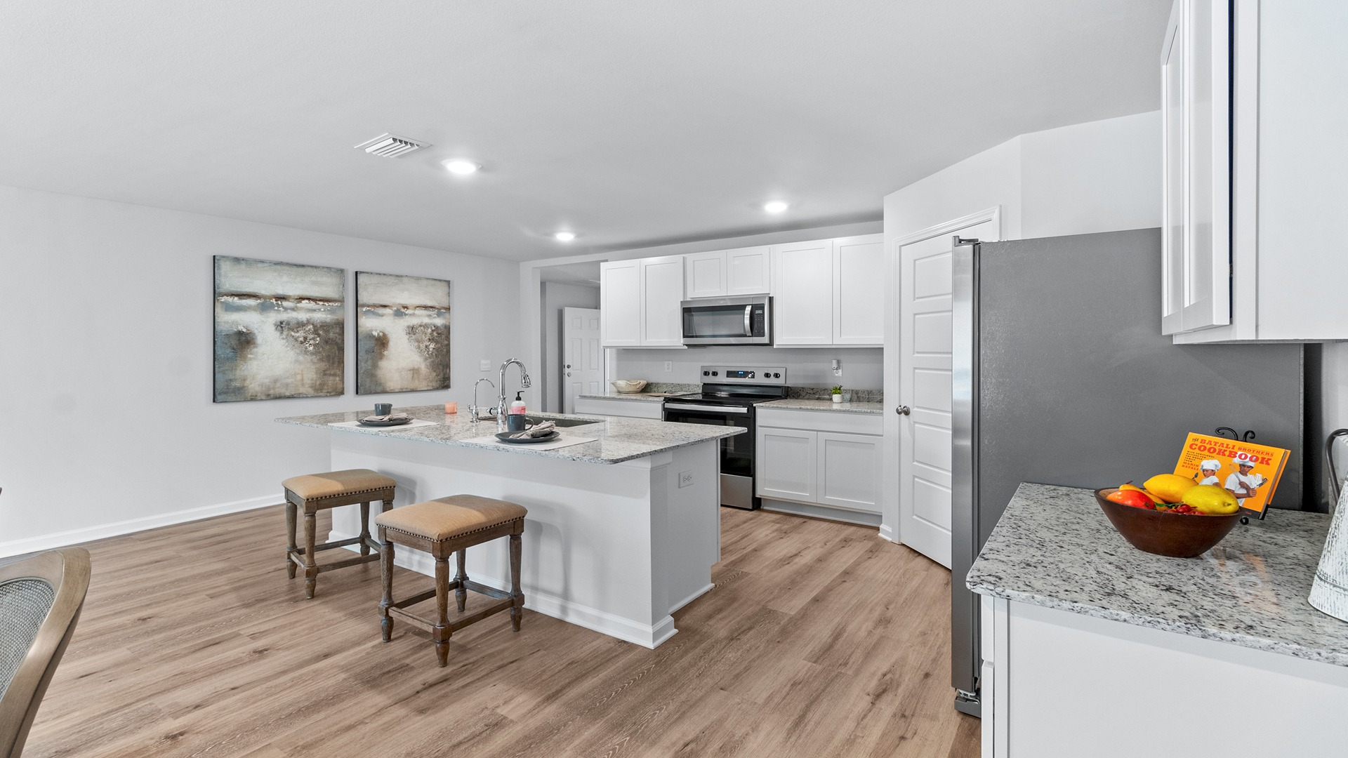 The one-level Cali plan provides an efficient, 4-bedroom, 2 bath design in 1,799 square feet