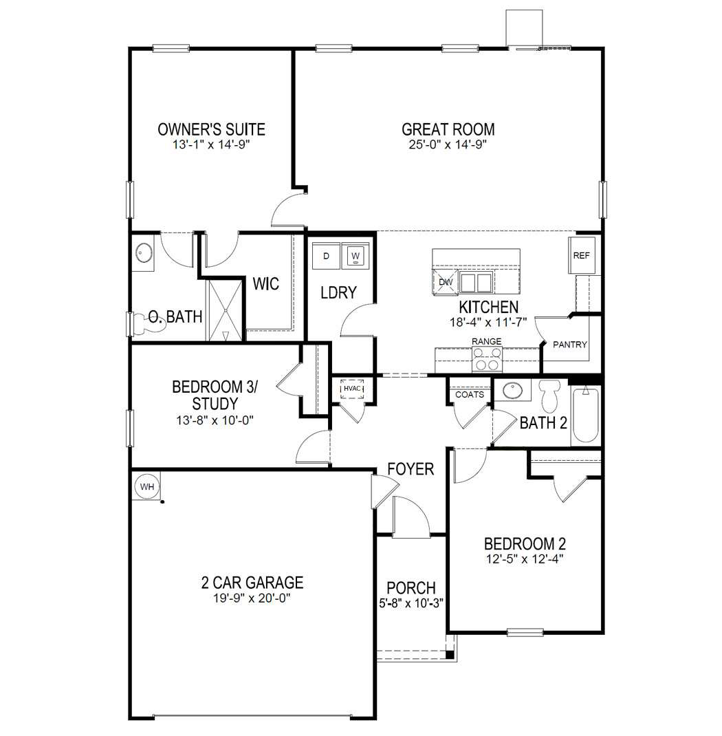 The Lismore plan features 1568 square feet, with three bedrooms, two bathrooms. The open concept layout includes a large kitchen, dining room and gathering room. At the heart of the kitchen is a large island where homeowners will enjoy preparing meals while entertaining family and friends. The abundance of large windows makes this home come alive with natural light. The main suite has a spacious bathroom with double vanity and large walk in closet.