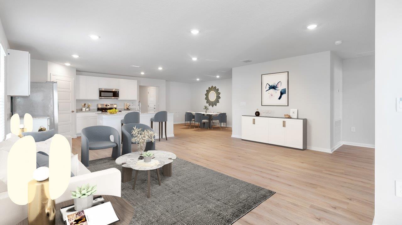 The spacious Lakeside plan offers 5 bedrooms and 3 bathrooms in 2,043 square feet