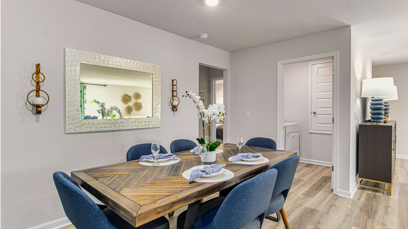 The spacious Lakeside offers 5 bedrooms and 3 bathrooms in 2,012 square feet – all on one level. It also features a two-car garage. The chef-inspired kitchen has an oversized breakfast island and a pantry, then opens onto a spacious great room. The expansive primary bedroom features a luxurious bathroom with a walk-in shower, double vanities, and an oversized walk-in closet. The additional bedrooms all offer generous closets. A laundry room and linen closet completes the plan. Quality materials and workmanship throughout, with superior attention to detail, plus a one-year builders' warranty. Your new home also includes our smart home technology package!