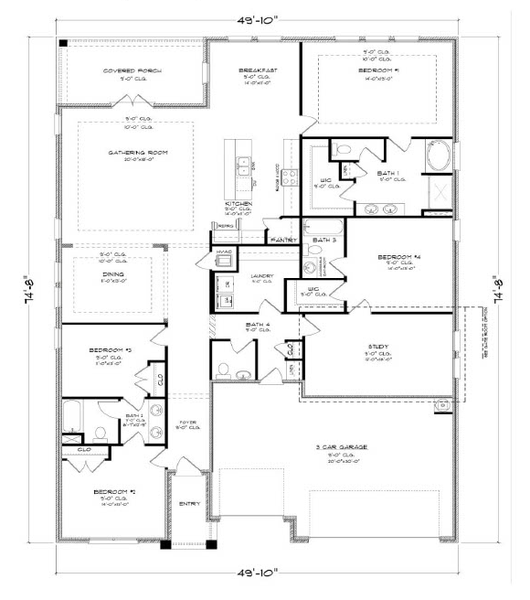 The Camden plan features 4 beds with a study and 3.5 baths.