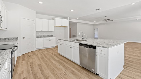 Center island in kitchen