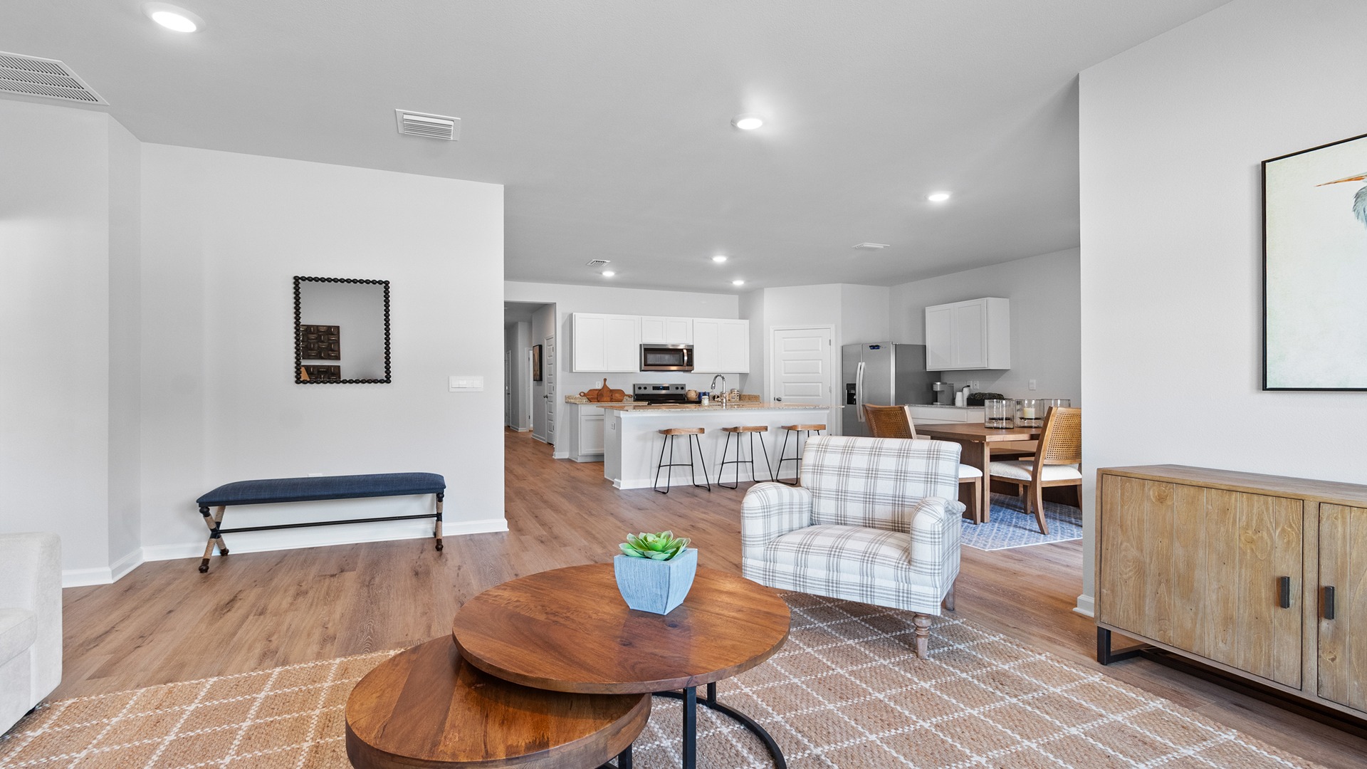 The one-level Beau plan is a spacious, 4-bedroom, 2 bath design in 1,799 square feet