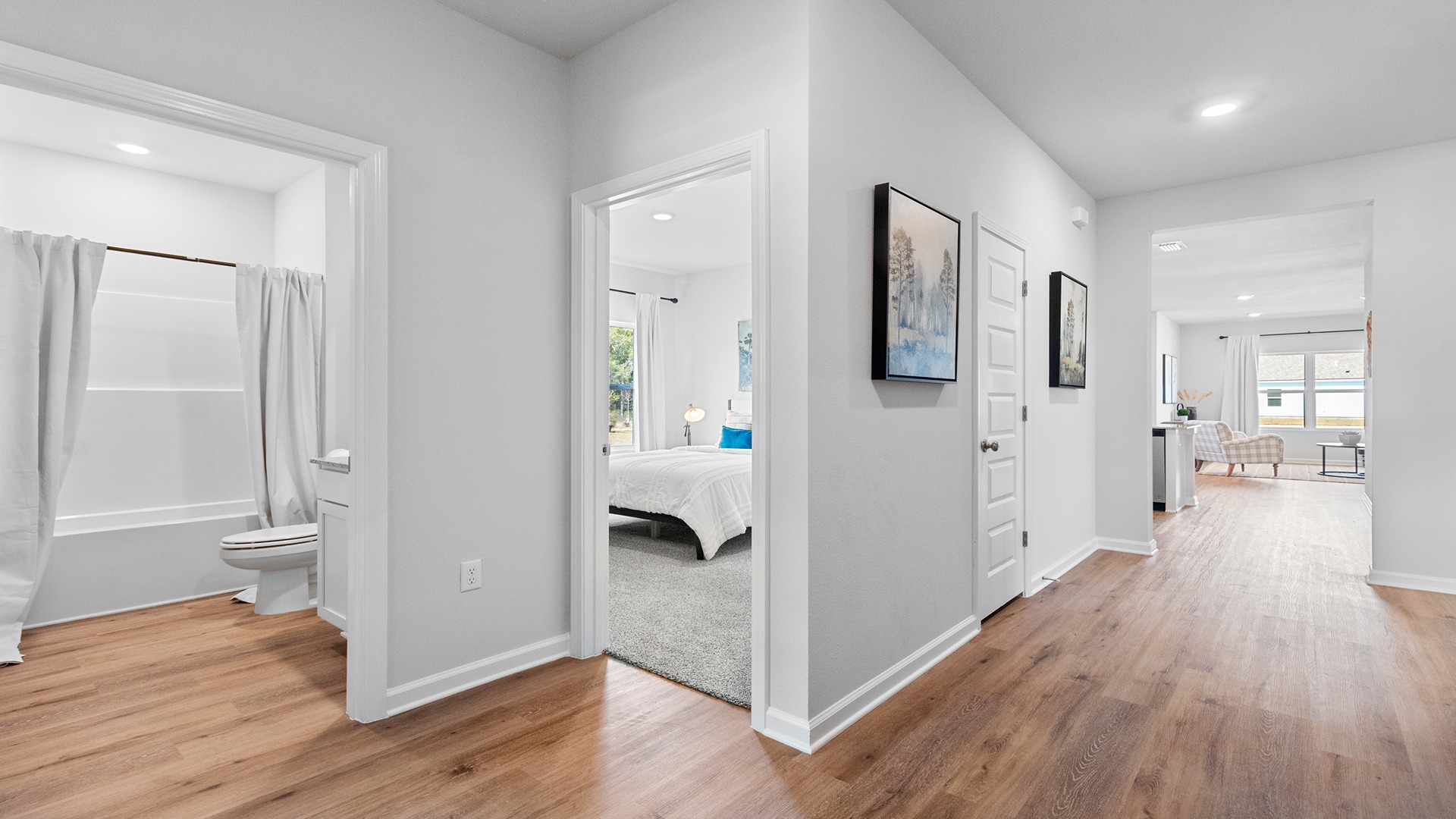 The one-level Beau plan is a spacious, 4-bedroom, 2 bath design in 1,799 square feet