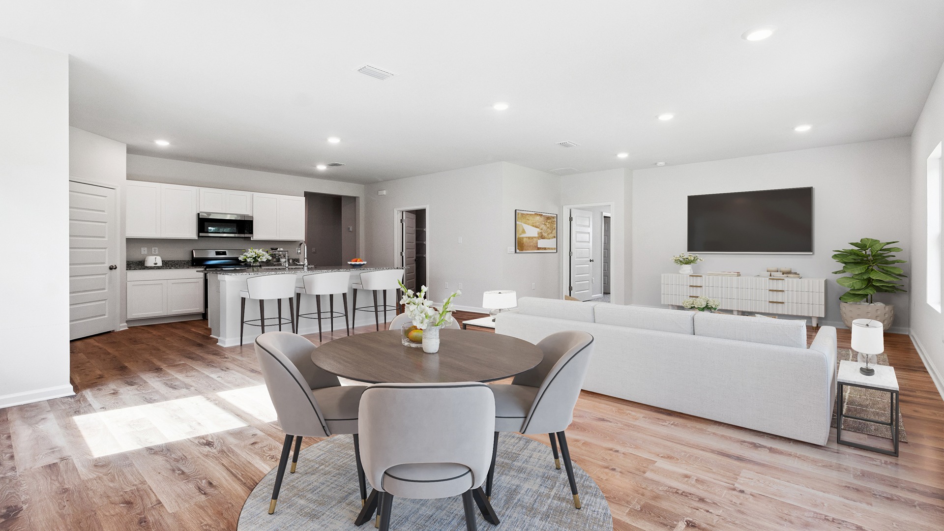 The Walker plan is a single-story, 3 bed, 2 bath layout