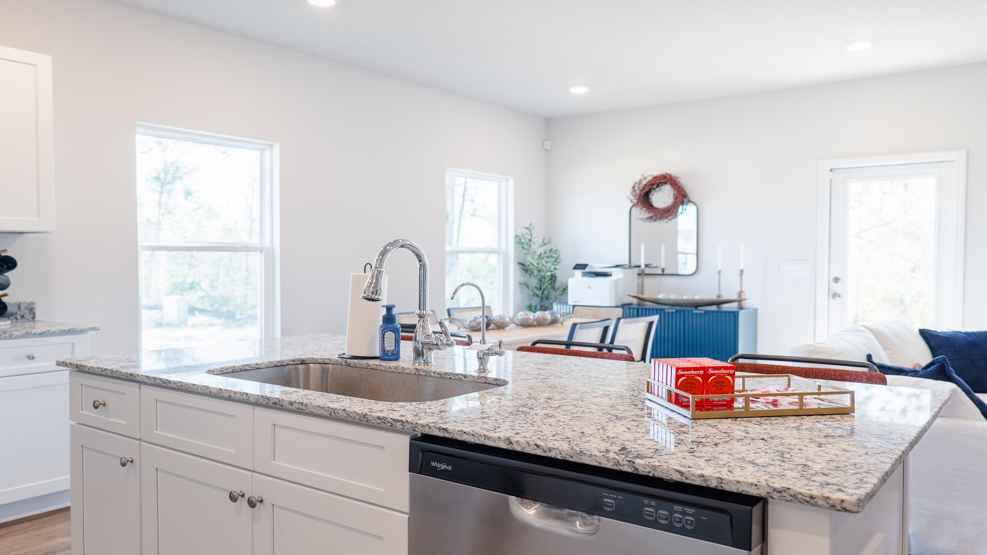 a 3-bedroom, 2 ½-bathroom end-unit townhome with an attached garage