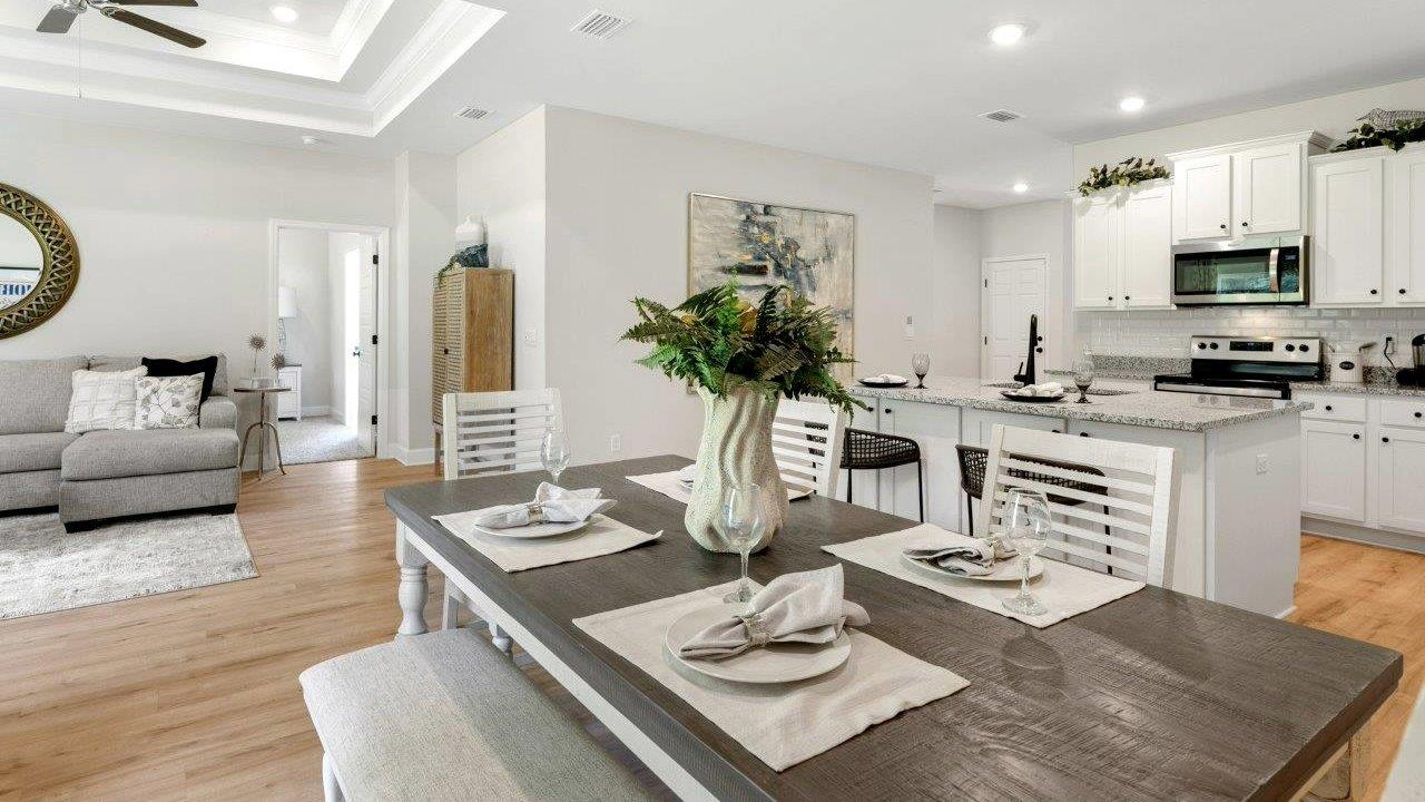 This one-level plan provides a spacious, 4-bedroom, 2 bath design in 1,799 square feet