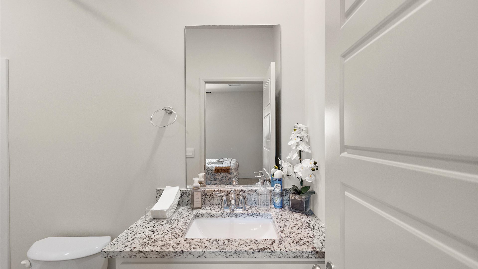 Family full bathroom 2, cabinets, vanity, mirror, tub-shower combo in your stylishly designed D.R. Horton new home
