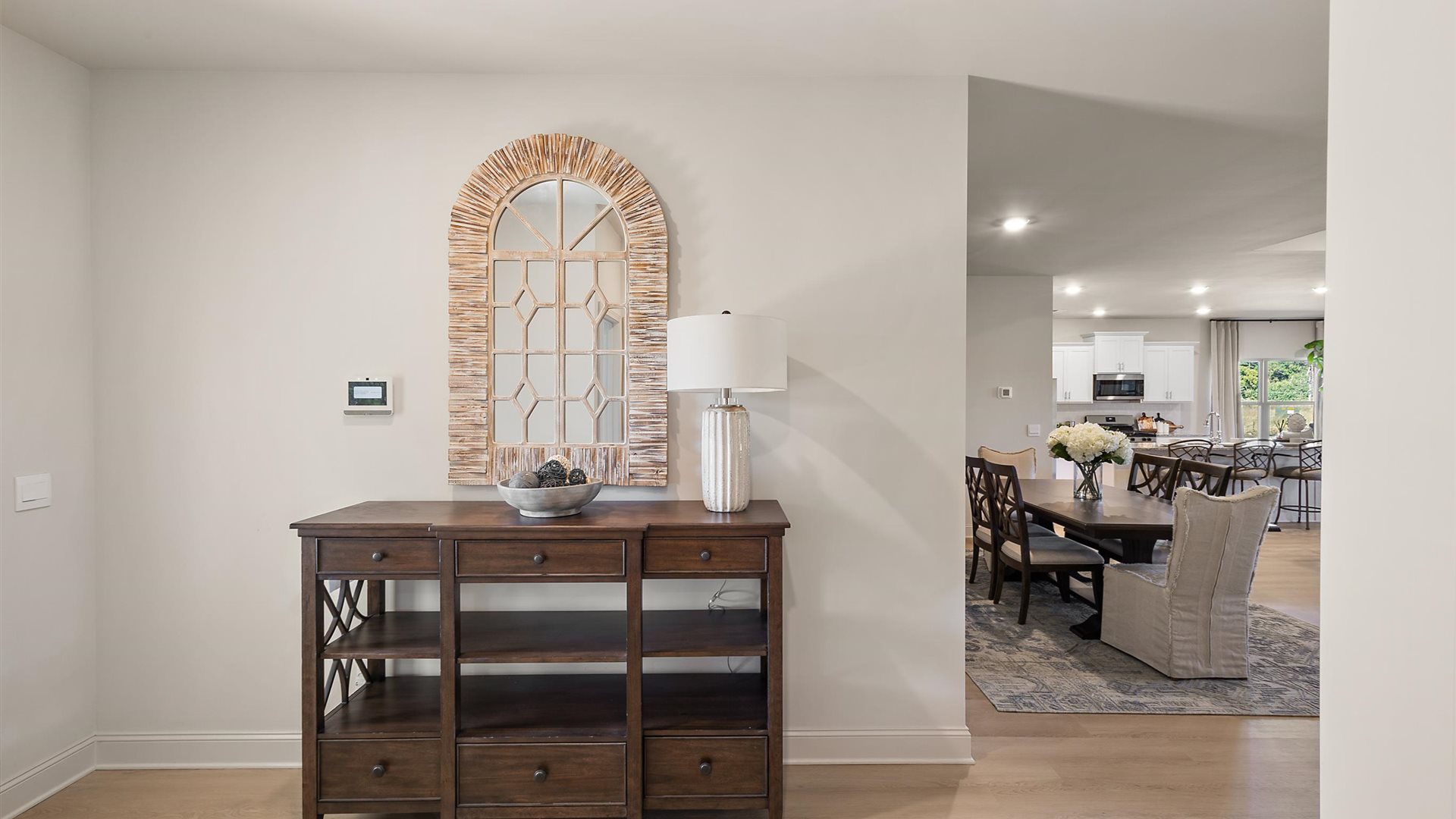 Front entryway and foyer with hardwood flooring