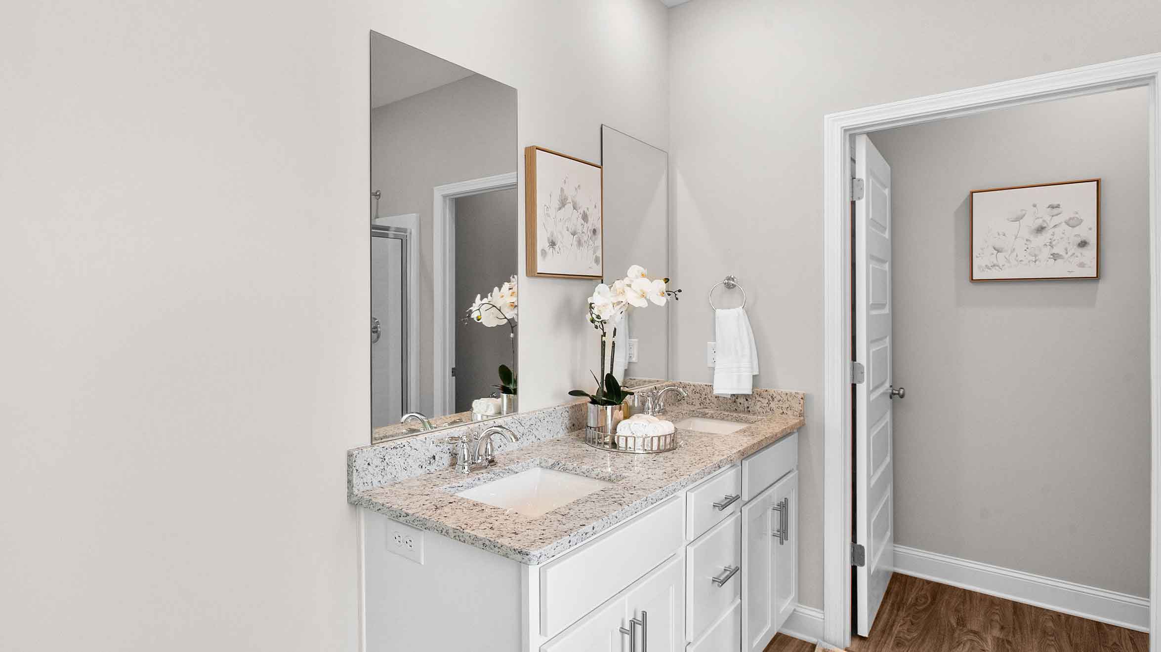 vanity sink featuring a mirror above it