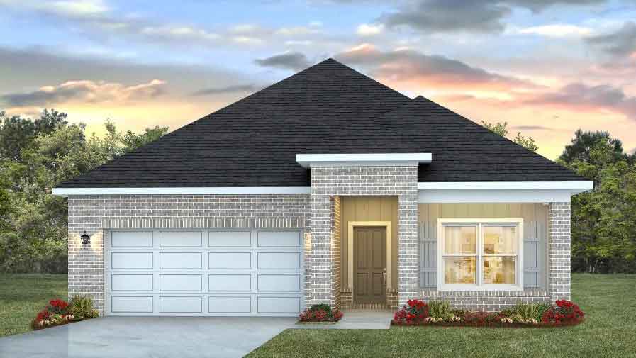 Lamar single story floorplan with 2 car garage in Woodgate