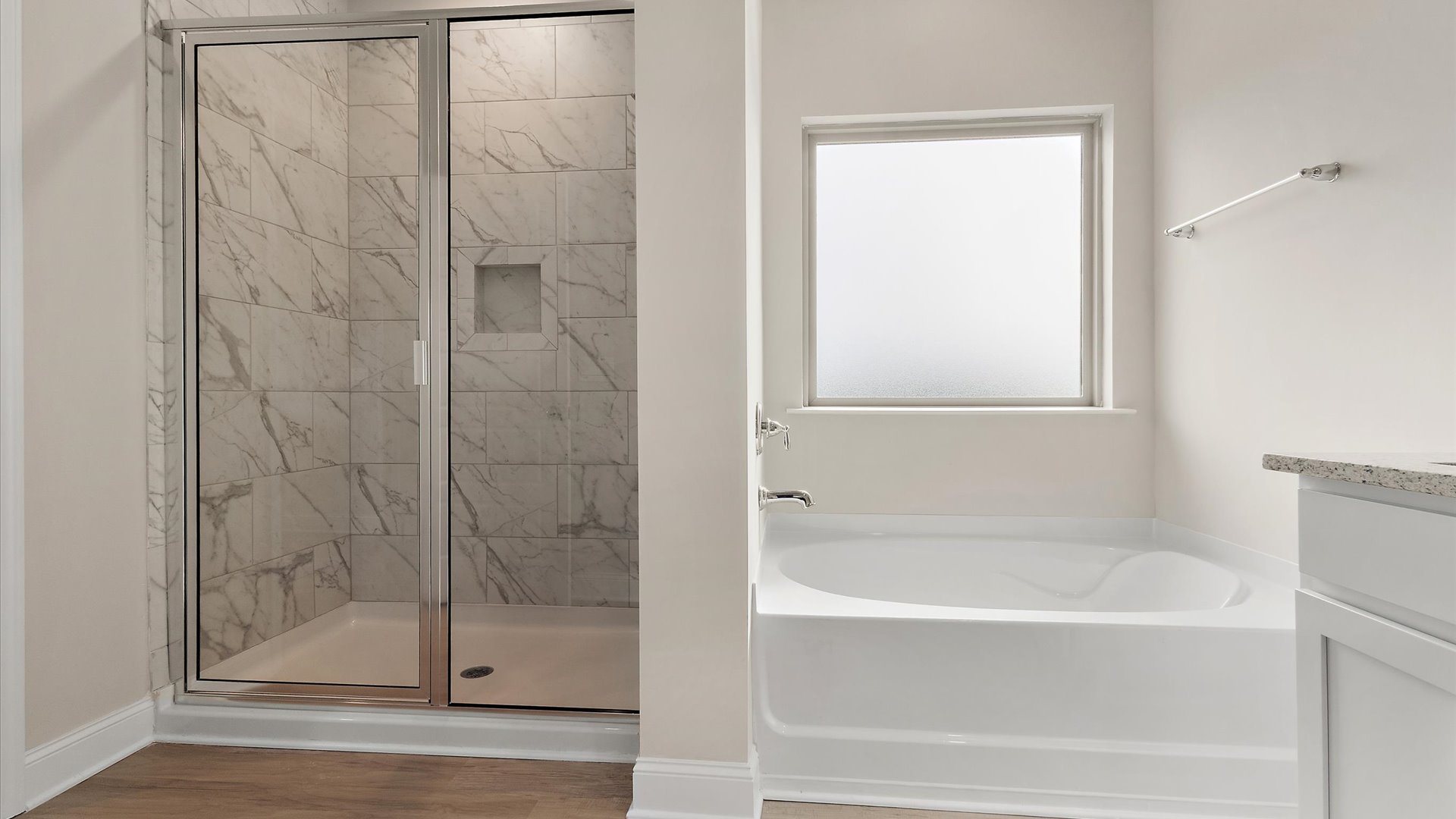 walk in shower adjacent to garden tub