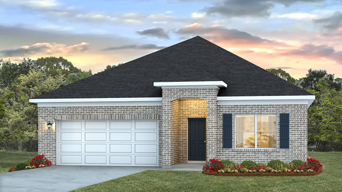 Rhett C4 single story rendering with 2 car garage