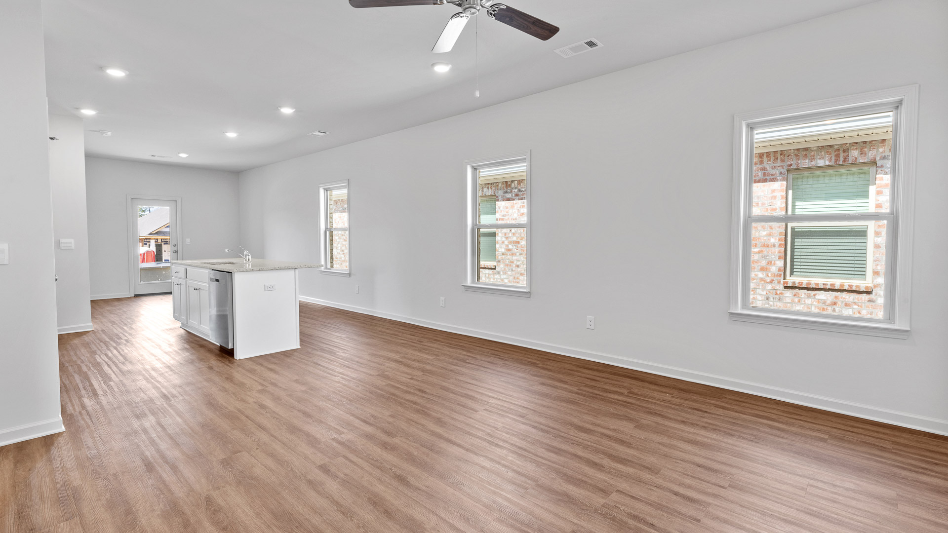 open living space connected to kitchen