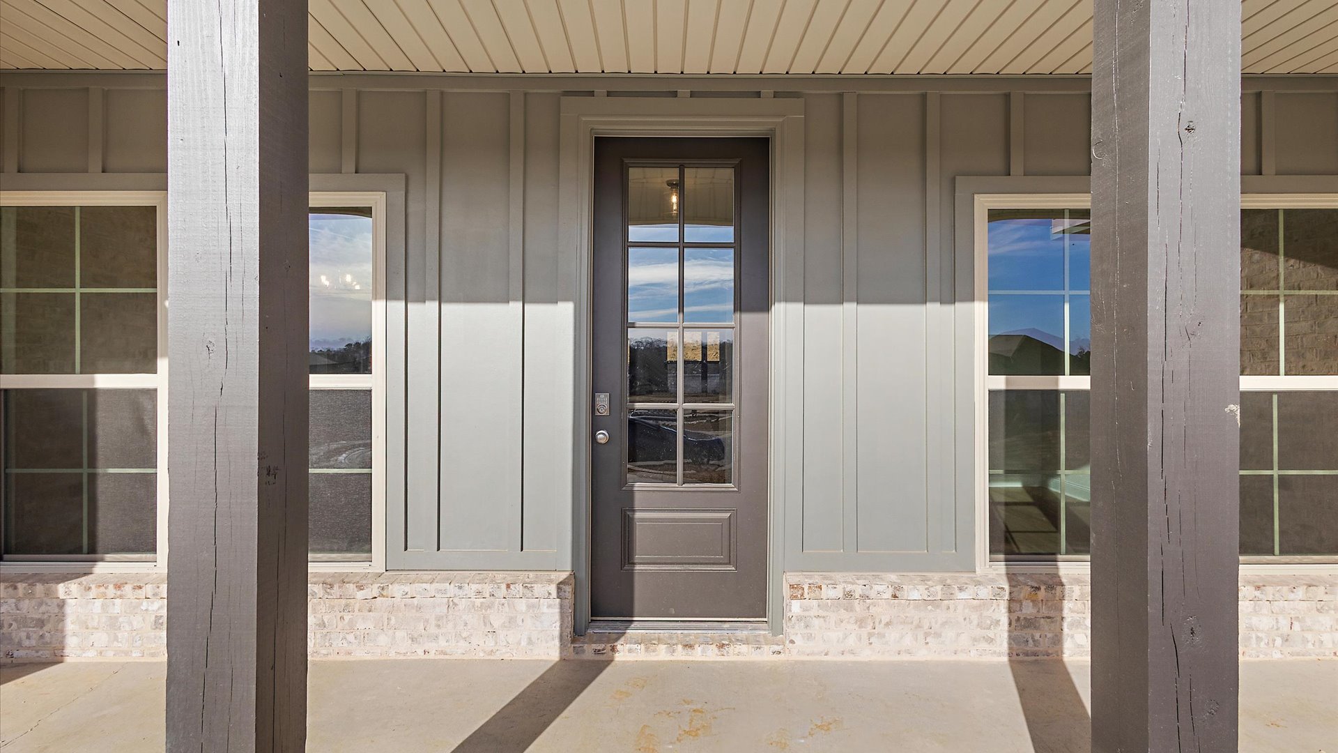 Front Door view from the foyer, entry hall inside front door, near office, or flex room adding a direct line of sight to home