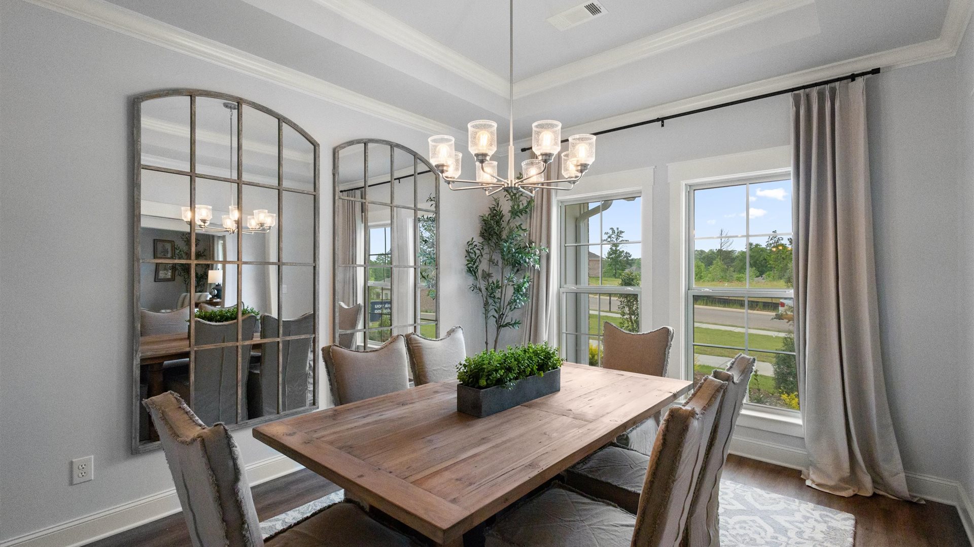 Interior dining area with large windows