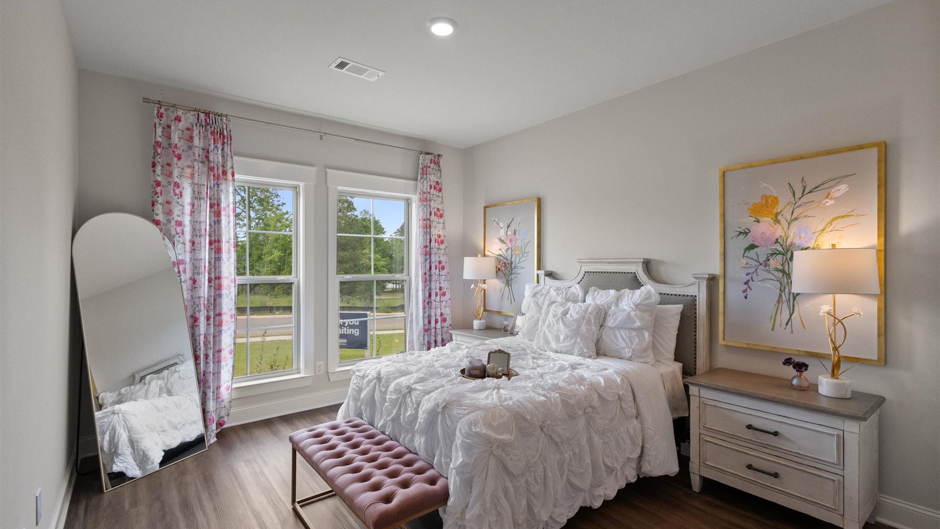 Interior bedroom with large window