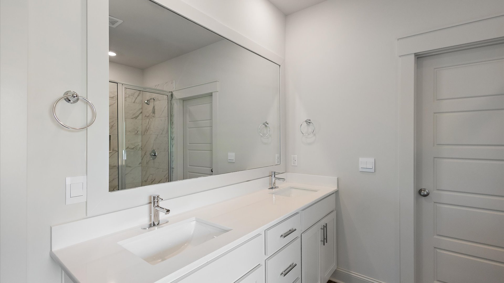 interior bathroom with two sinks