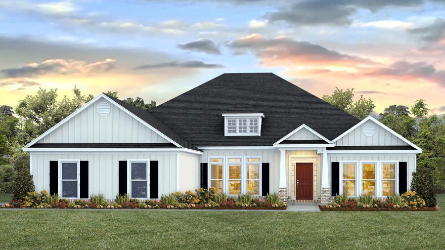 Exterior rendering of a Mila side entry single story home